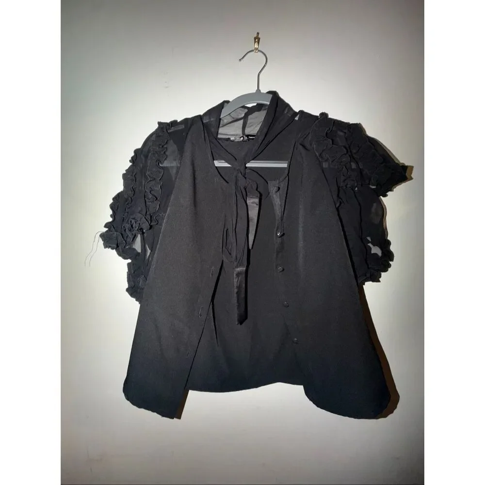 People’s market size S black womens blouse
